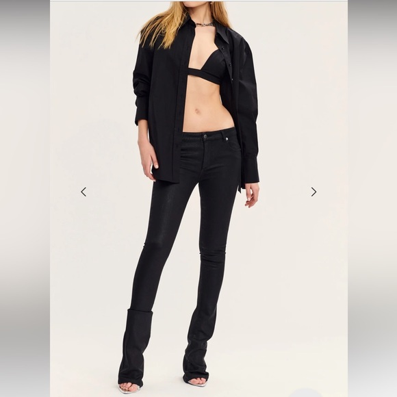 NWT  SER.O.YA  Cindy Low Rise Skinny Flare Jeans in Waxed Black - Picture 1 of 4